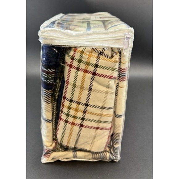 Vtg JCPenney Home Flannel Lodge Plaid Sheet Set Twin Size 100% Heavy Cotton - Picture 6 of 8